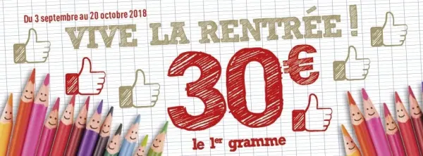 Une rentrée en OR: 30 euros le 1er gramme