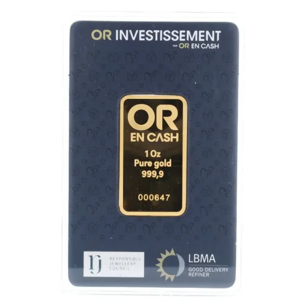 Lingot Or 1 Once OR EN CASH